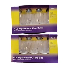 C9 Clear Christmas Light Bulbs 7W Replacement Indoor Outdoor Vtg Village 8 pack picture