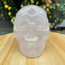 3.08LB TOP White melting quartz hand carved crystal skull gem reiki healing picture