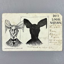 Antique Postcard Posted 1908 Stamp Do I Look Natural Cartoon Man Bow  RL Wells picture