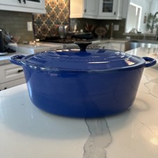 VTG Le Creuset #35 9.5 qt Dutch Oven Enamel Cast Iron Blue Excellent Condition picture