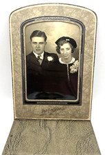 Antique Wedding Photo Of Husband & Wife And Later Photo WW2 Uniform And Children picture