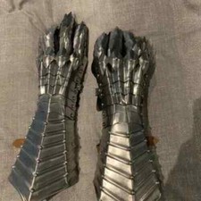 Medieval Silver Finish Nazgul Gauntlets Steel armor Gloves Lord of the Rings picture