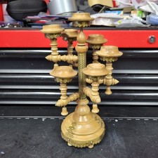 Vtg Wooden 7 Arm Candelabra Centerpiece Handmade 12