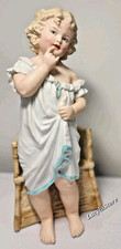 Antique Gebruder Heubach Bisque Piano Baby Girl Figurine w/ Flower Holder 11 in picture