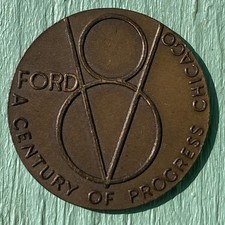 1934 Worlds Fair Ford Expo Chicago A Century Of Progress Bronze Token Coin Medal picture