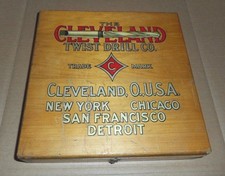 Cleveland Twist - Drill Co - Vintage Wood Storage Box - Cleveland Ohio picture