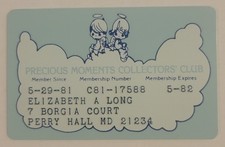 Vintage 1981 Precious Moments Collectors Club Charter Membership Card - Enesco picture