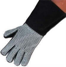 Medieval Suede Chain Mail Hand Gloves 1 Pair - Black picture