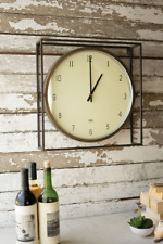 Industrial Round Wall Clock Square Metal Frame Antique Style Home Decor picture
