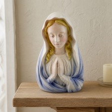 Relpo Virgin Mary Planter 8in Blue White Excellent Vintage Madonna Bust 6355 picture