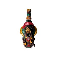 Vintage Mexican Aztec Mayan Decanter Set 7 Shot Glasses Hand Painted Folk Art picture