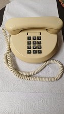 Vtg Northern Telecom Round Push Button Phone Desk Telephone Pancake Off White picture