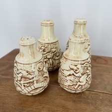 Vtg 1974 Scioto Ceramic Tavern Salt Pepper Shakers 2 Sets 4 Pcs All Stoppers picture