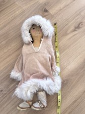 Large Hand Made Vintage Alaska Eskimo Inuit Fur & Leather Doll 15 inches picture