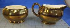 Gold luster Gray's England milk jug, sugar bowl, gold luster, vintage picture