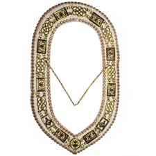 Grand Officers Blue Lodge Chain Collar - Gold Plated on White Velvet picture