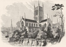 WORCS. Worcester, general view 1845 old antique vintage print picture picture