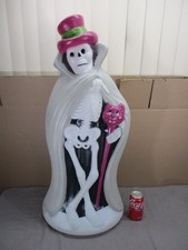 Vtg General Foam Skeleton Hat Cape & Cane Lighted Halloween Blow Mold 35