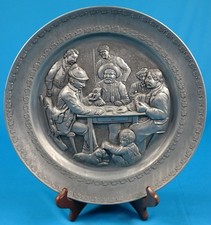Vintage German Pewter Wall Hanging Plate 12