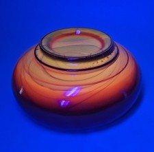 1920s FENTON mandarin red slag glass bowl vtg malachite swirl cadmium uranium picture