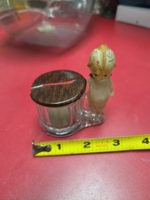RARE VINTAGE GLASS ROSE ONEILL KEWPIE DOLL GLASS BANK 1900S W SURPRISE INSIDE picture
