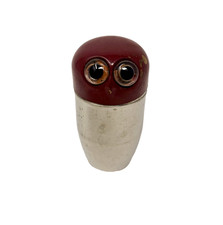 Vintage Owl with Glass Eyes w/ 4 Nesting Shot Glasses Viking MCM Made in Germany picture
