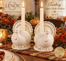 Vintage 1997 Lenox Turkey Taper Candle Holders Set of 2 NIB Sealed Porcelain Gol picture