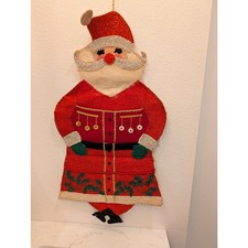 Vintage 1971 Bucilla Christmas Card Mail Holder Jeweled Felt Santa 8336 picture