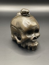 Rare Bronze Memento Mori Skull Inkwell/Box with Silver-Lined Lid Interior picture