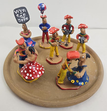 Vintage Brazilian Folk Art Earthenware Clay Figures ~ Dancers ~ Hand Painted picture