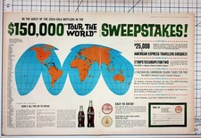 1962 Coca-Cola Tour the World Sweepstakes Vintage Magazine Ad Global Map picture