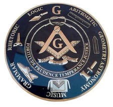 Freemason Masonic Love For Arts  Car Emblem Heavy Alloy Golden And Black Finish picture