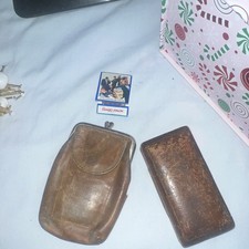Vintage Leather Coin Purses & Wooden Jewelry Box Lot w/ Camel Matches picture