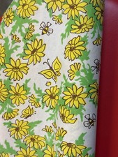 Vintage 1970’s Mid Century Yellow Butterfly Flowers Wrapping Paper picture