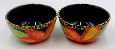 Gates Ware/Laurie Gates 2xCeramic Cereal/Soup Bowls. Tropical Flower Retired HTF picture