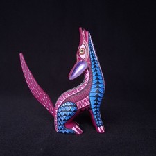 BEAUTIFUL OAXACAN WOOD CARVING COYOTE ALEBRIJE. MEXICAN FOLK ART. picture