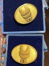 Vintage White Hen Pantry Employee Service Pins 1 & 3 Year Set with Boxes picture
