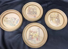VTG Clyde Cole Framed Lithograph Prints Set of 4 British Town Scenes Open Face picture