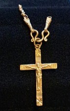 Vintage 23K Thai Gold San Damiano Crucifix Pendant Hardware Medallian 6.2g 96.5% picture