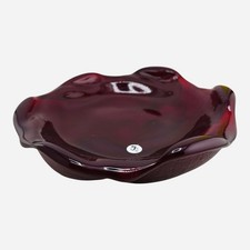 Fenton Art Glass Ruby Red Free Form Swirl Dish Ashtray 7 1/2” Vintage  picture