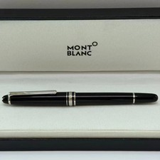 M. B Meisterstuck Black Fountain Pen Platinum Trim w/ Gift Box VIP Gift Rare picture