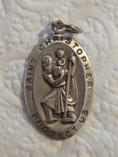 Vintage PPC Signed Sterling Silver St Christopher Medal Pendant picture