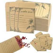 100 Pack Seed Storage Envelopes Kraft Paper Self Seal Garden Seed Packets picture