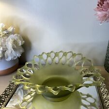 Vintage Westmoreland Satin Green Doric Lace Pattern Oval Bowl/Centerpiece picture