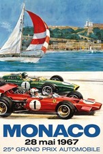 1967 Monaco Grand Prix Automobile Repro Print Poster 13x19 picture