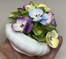 Vtg Coalport England Bone China Floral Pansy Bouquet Figurine - As Is/Chipped picture