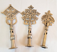 3 -Vintage Ethiopian Silver Processional Crosses Coptic Christian 11
