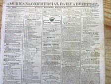 1813 Baltimore MARYLAND newspaper w AD FEMALE SLAVE & HER CHILD FOR SALE +2 more picture