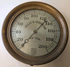 Vintage Ashcroft Large 9.5” Brass 200 PSI Pressure Gauge 20338 Gillis Geoghegan picture