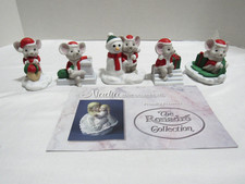 ULTRA RARE VTG The Ronadro Collection Holiday Series 5 Christmas Mice Porcelian picture